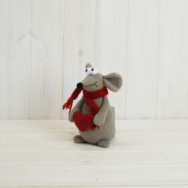 Small Fabric Mouse with Heart (18cm) detail page